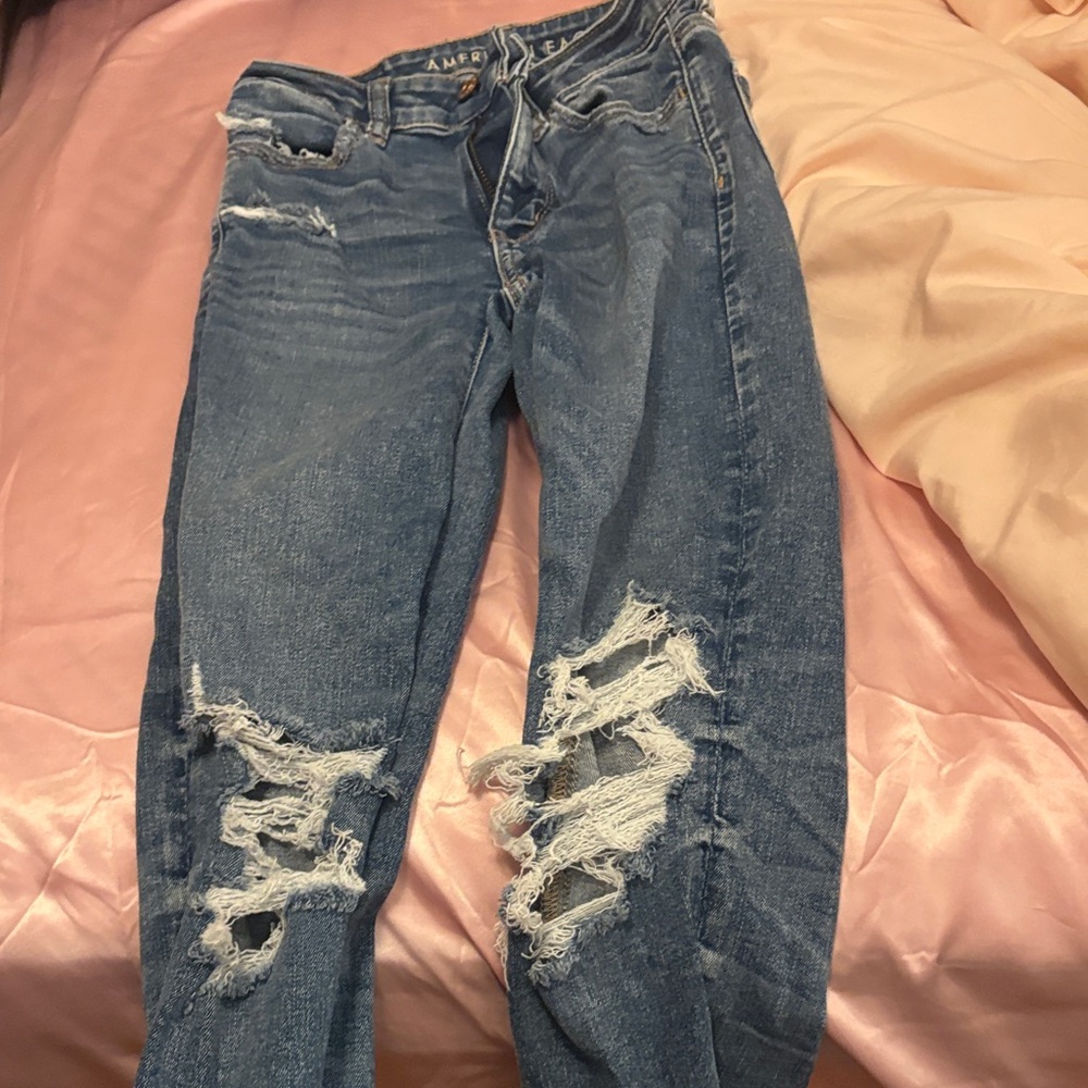 American Eagle Outfitters Blue Distressed Skinny Jeans
